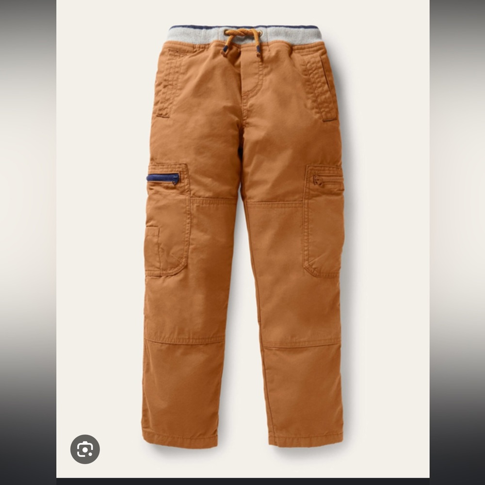 Boden cargo pants lined with soft star motif fabric-7Y